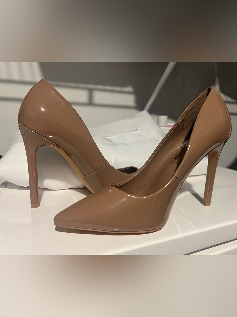 Aldo Nude Patent Pointed-Toe Stiletto Pumps